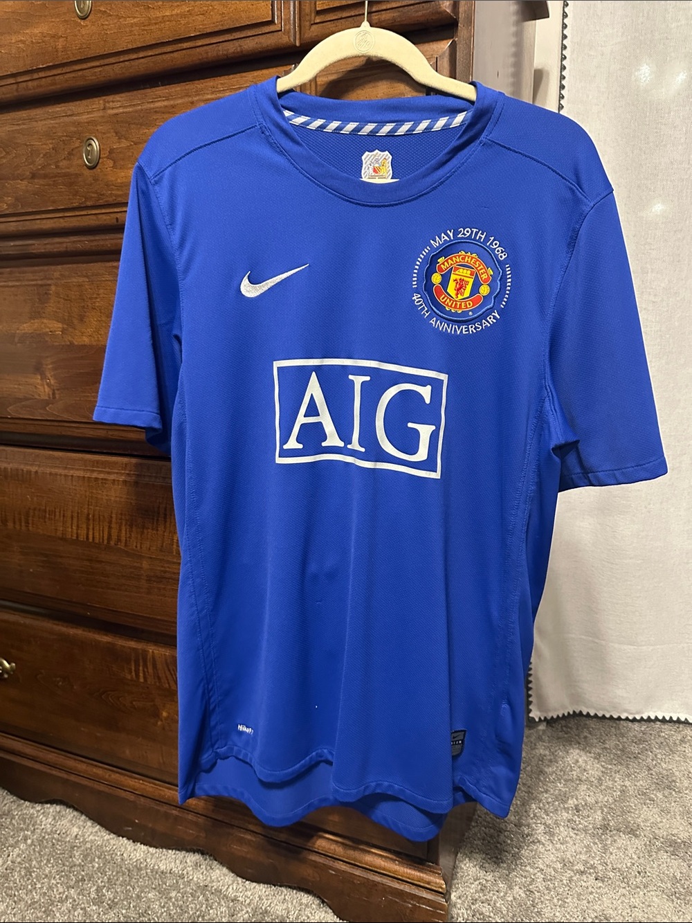 Nike Blue Manchester United 40th Anniversary AIG Football Shirt